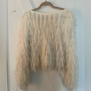 Cream Fringe Fuzzy Sweater Jella c brand oversized fit